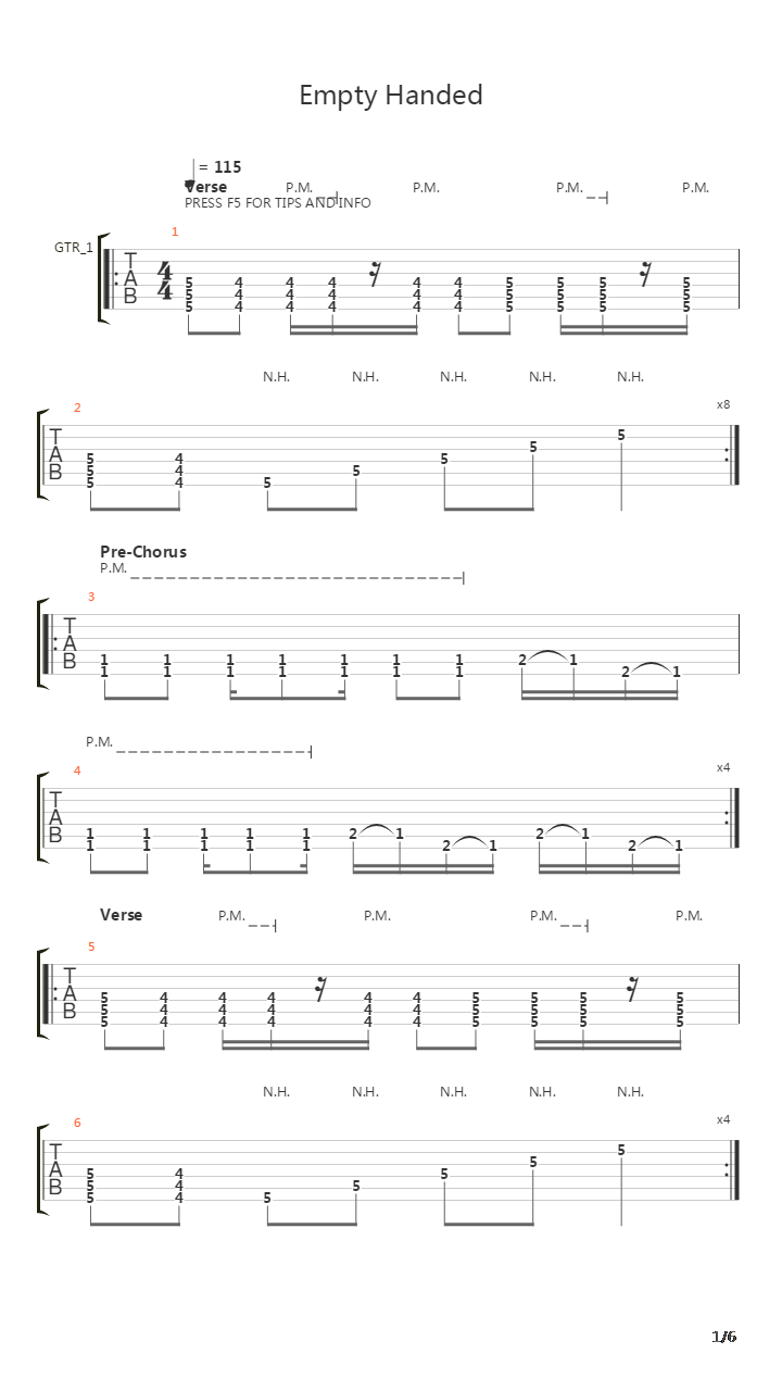 Empty Handed吉他谱