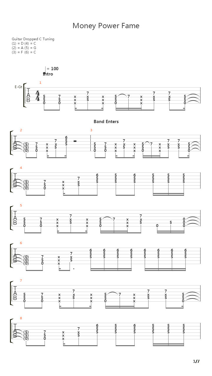 Money Power Fame吉他谱