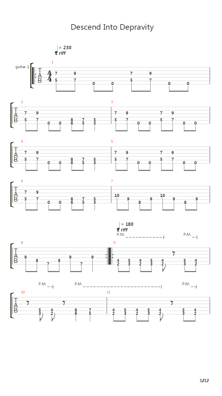 Descend Into Depravity吉他谱