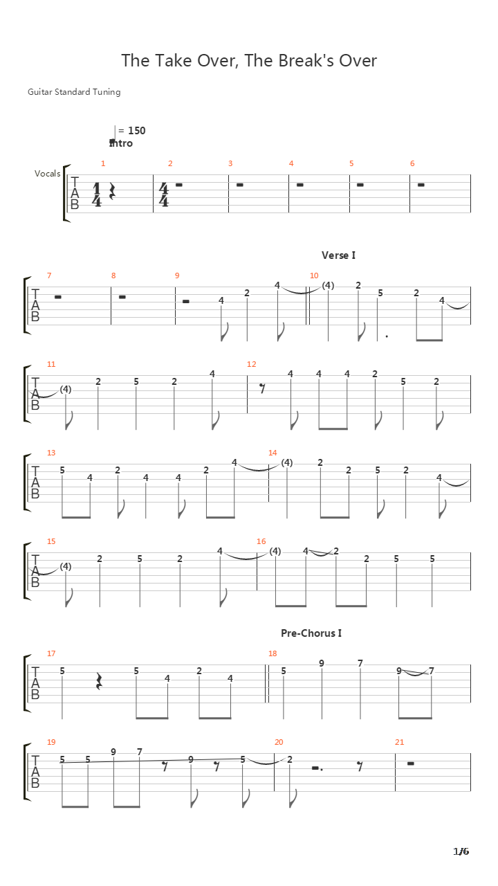 The Take Over The Breaks Over吉他谱