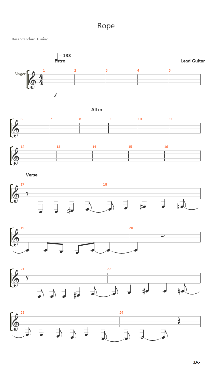 Rope吉他谱