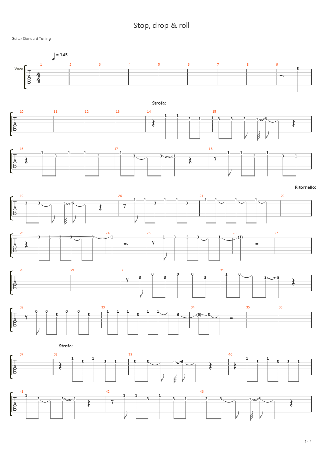 Stop Drop And Roll吉他谱