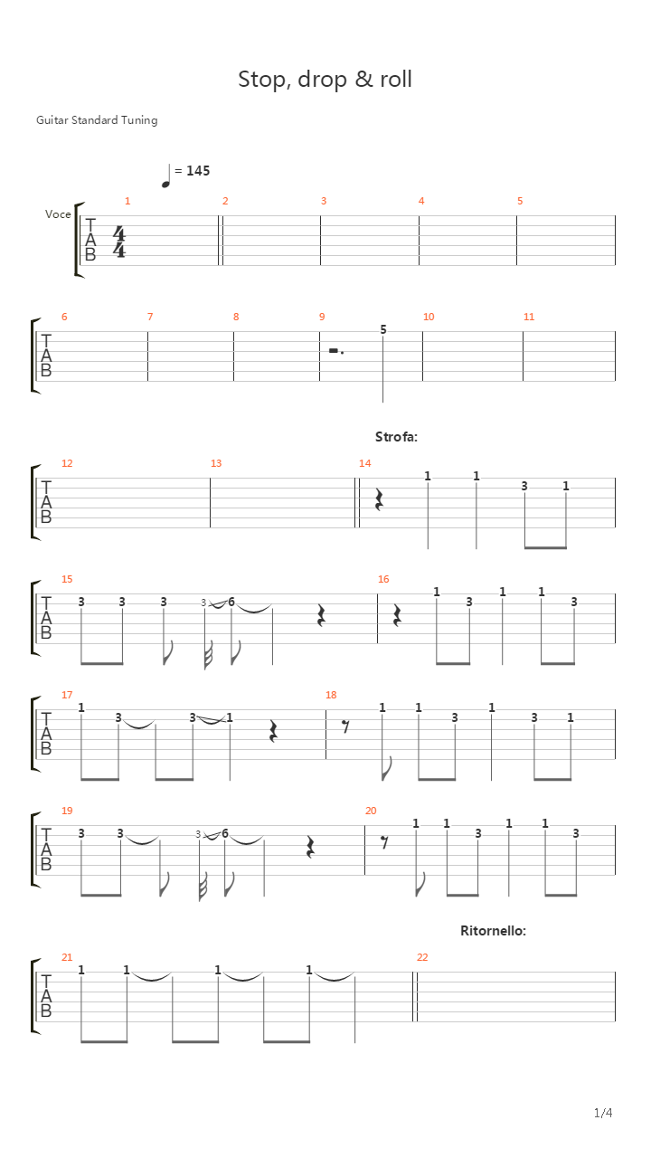 Stop Drop And Roll吉他谱