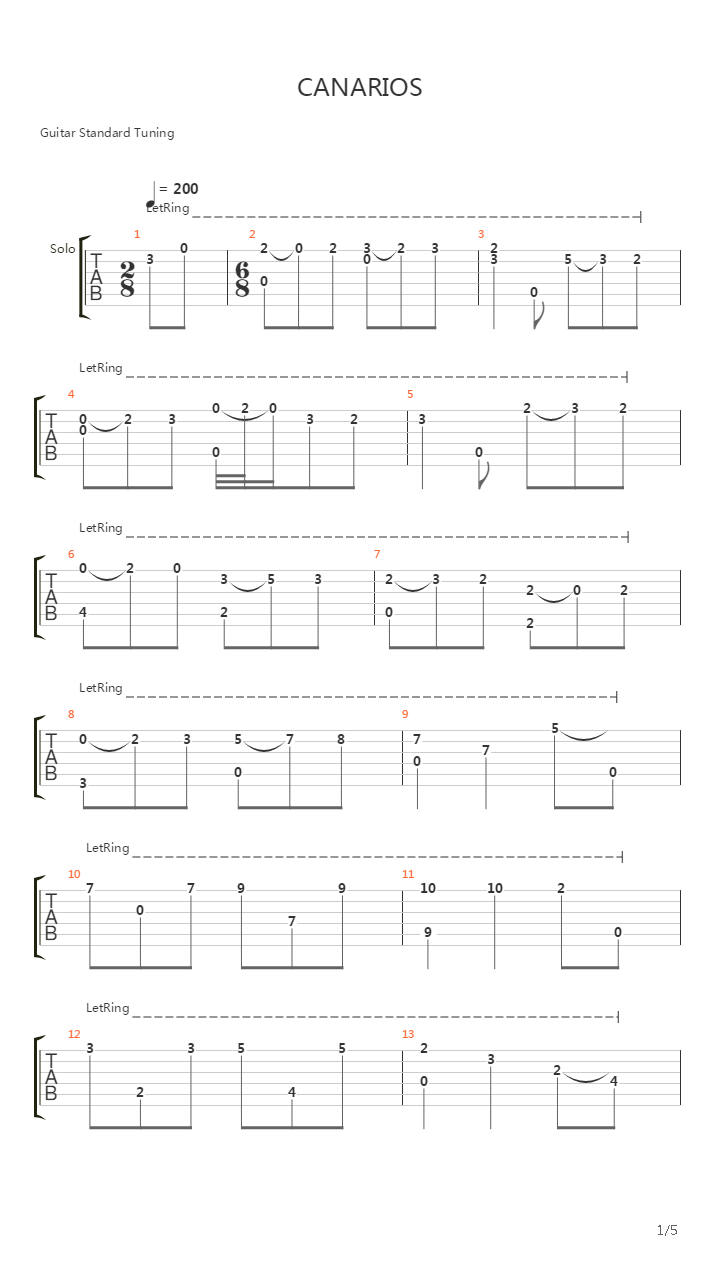 Canarios吉他谱