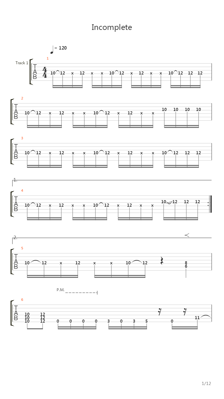 Incomplete吉他谱