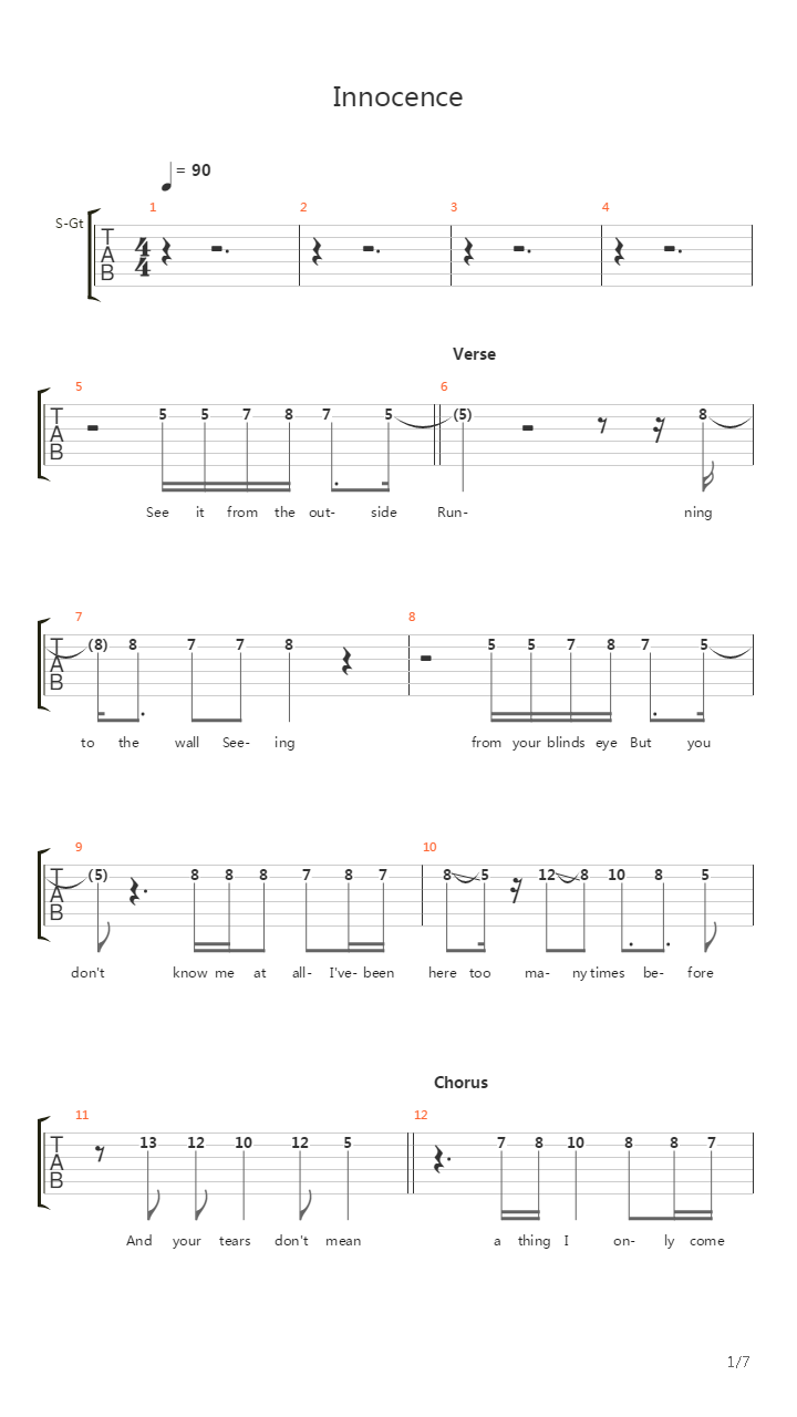 Innocence吉他谱