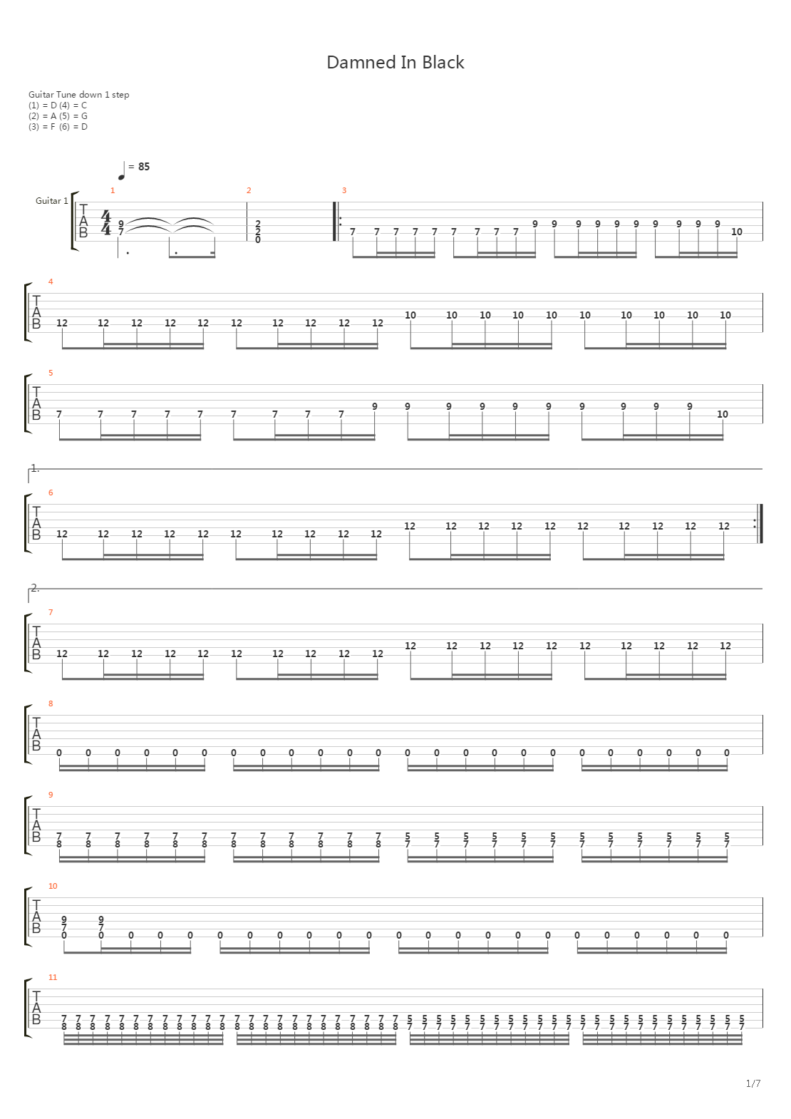 Damned In Black吉他谱