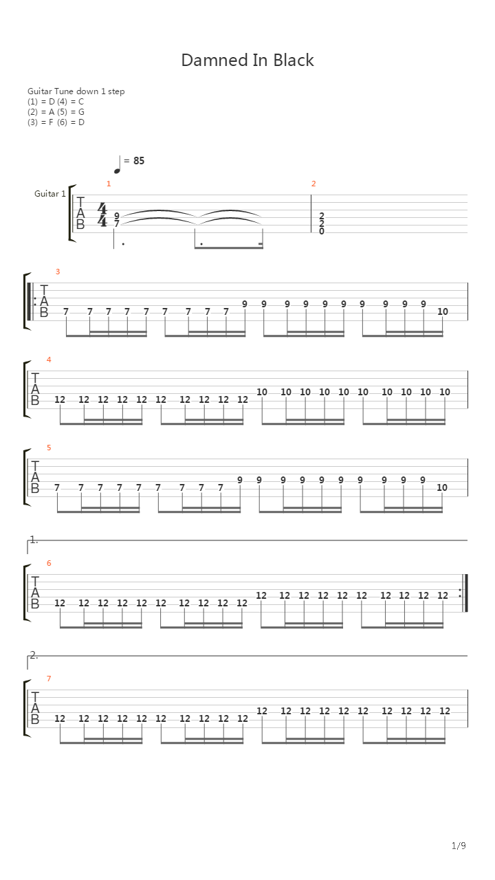 Damned In Black吉他谱