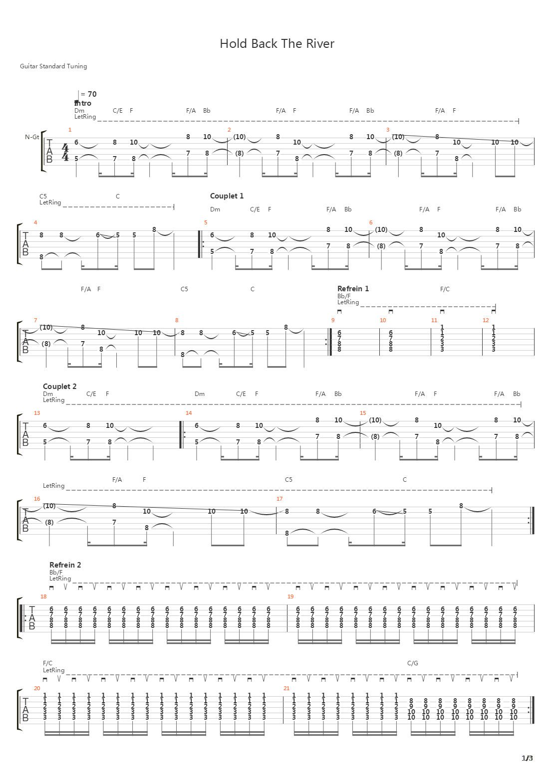 Hold Back The River吉他谱