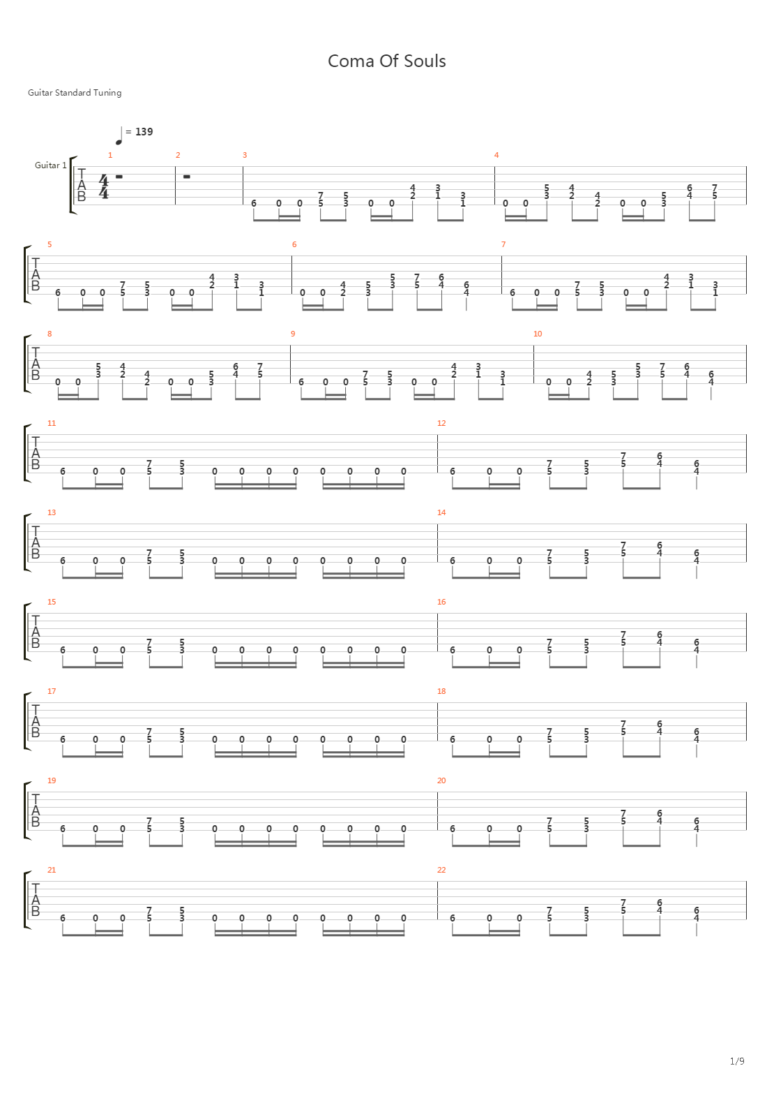 Coma Of Souls吉他谱
