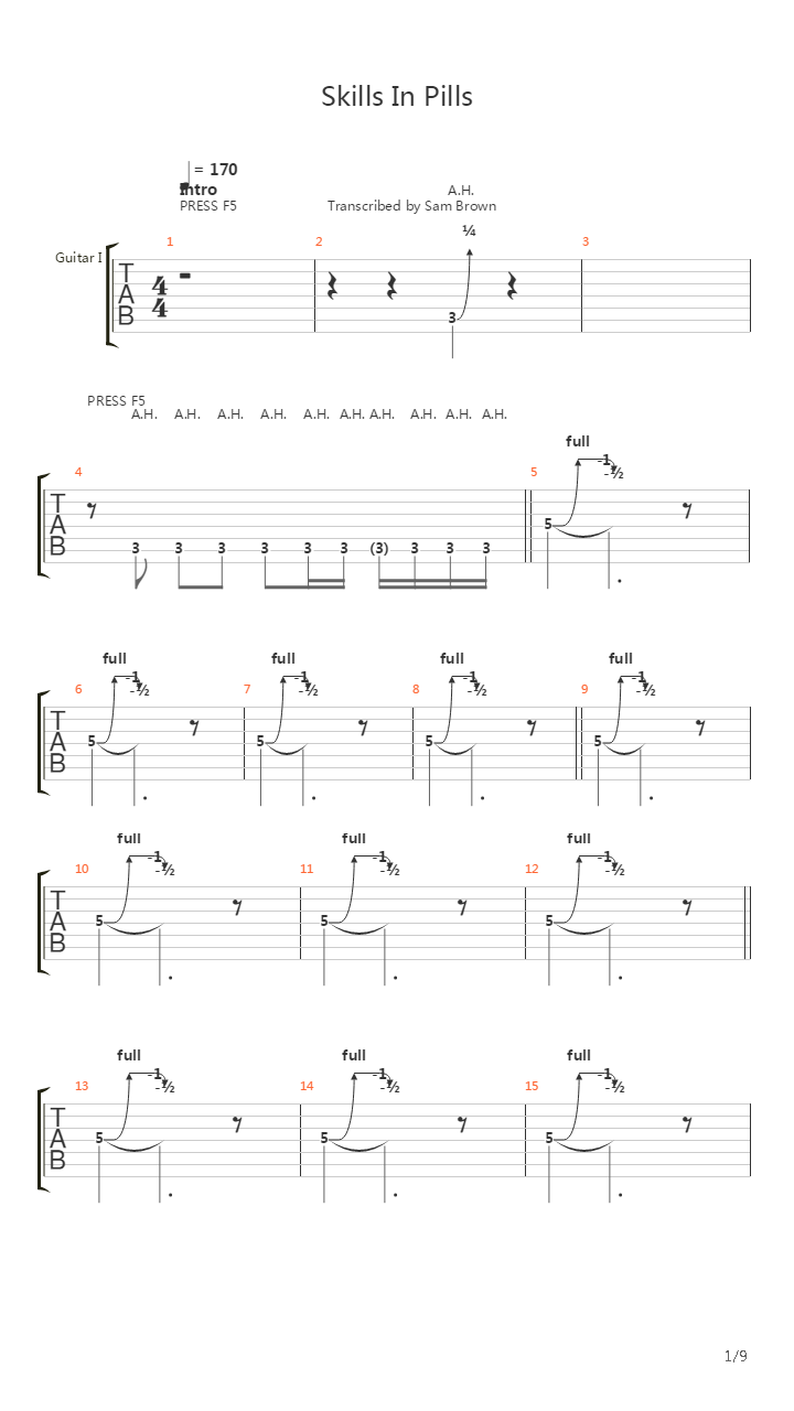 Skills In Pills吉他谱