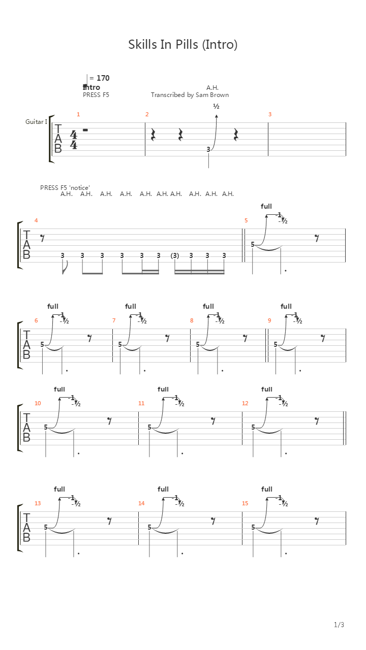 Skills In Pills吉他谱