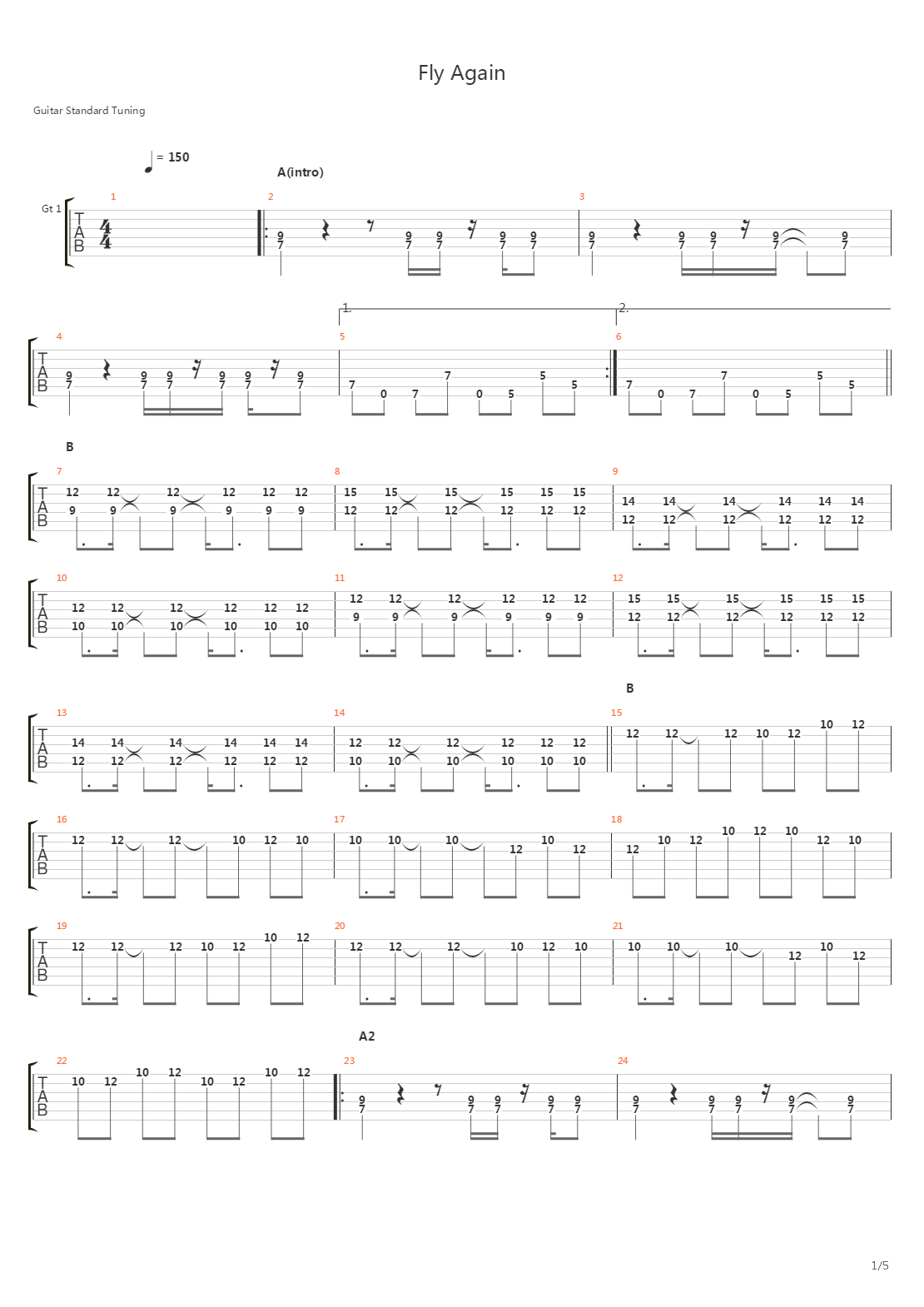 Fly Again吉他谱