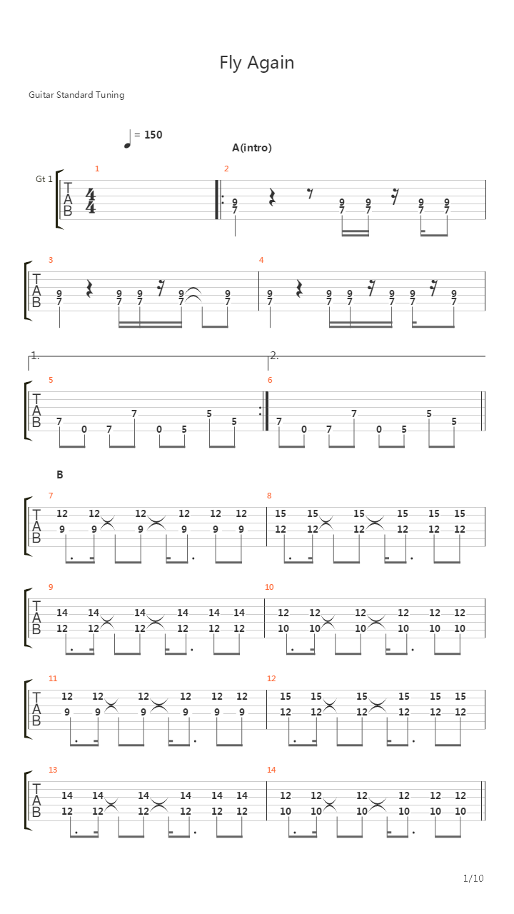 Fly Again吉他谱