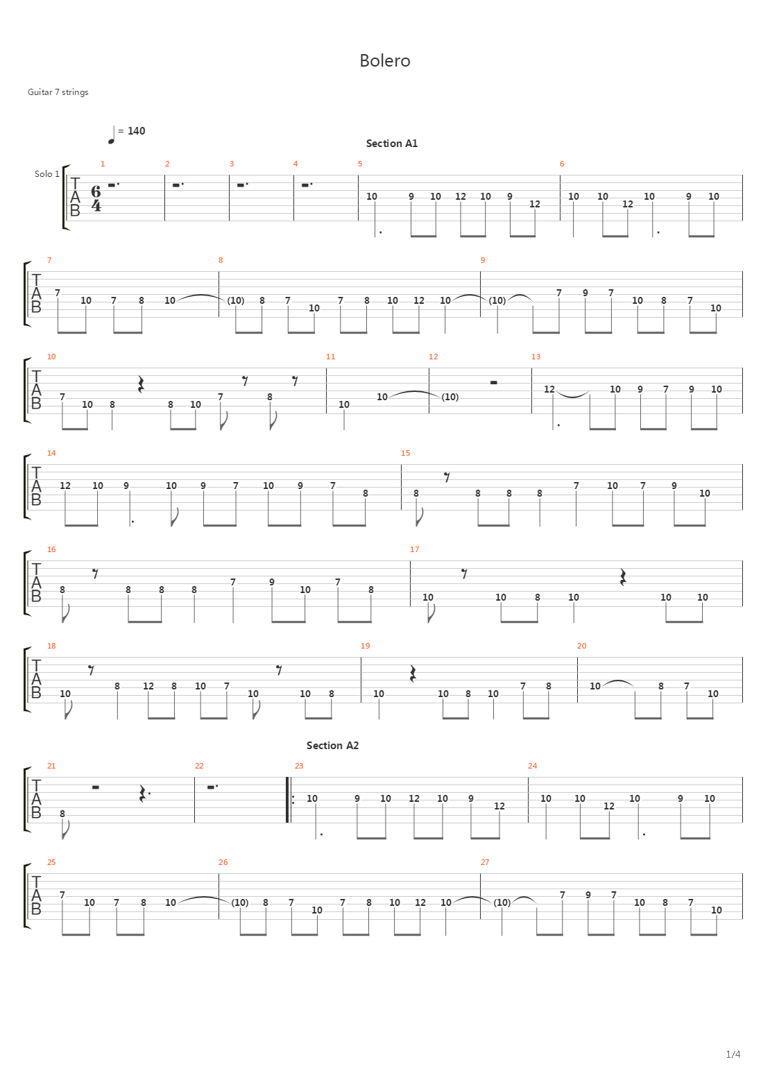 Bolero吉他谱