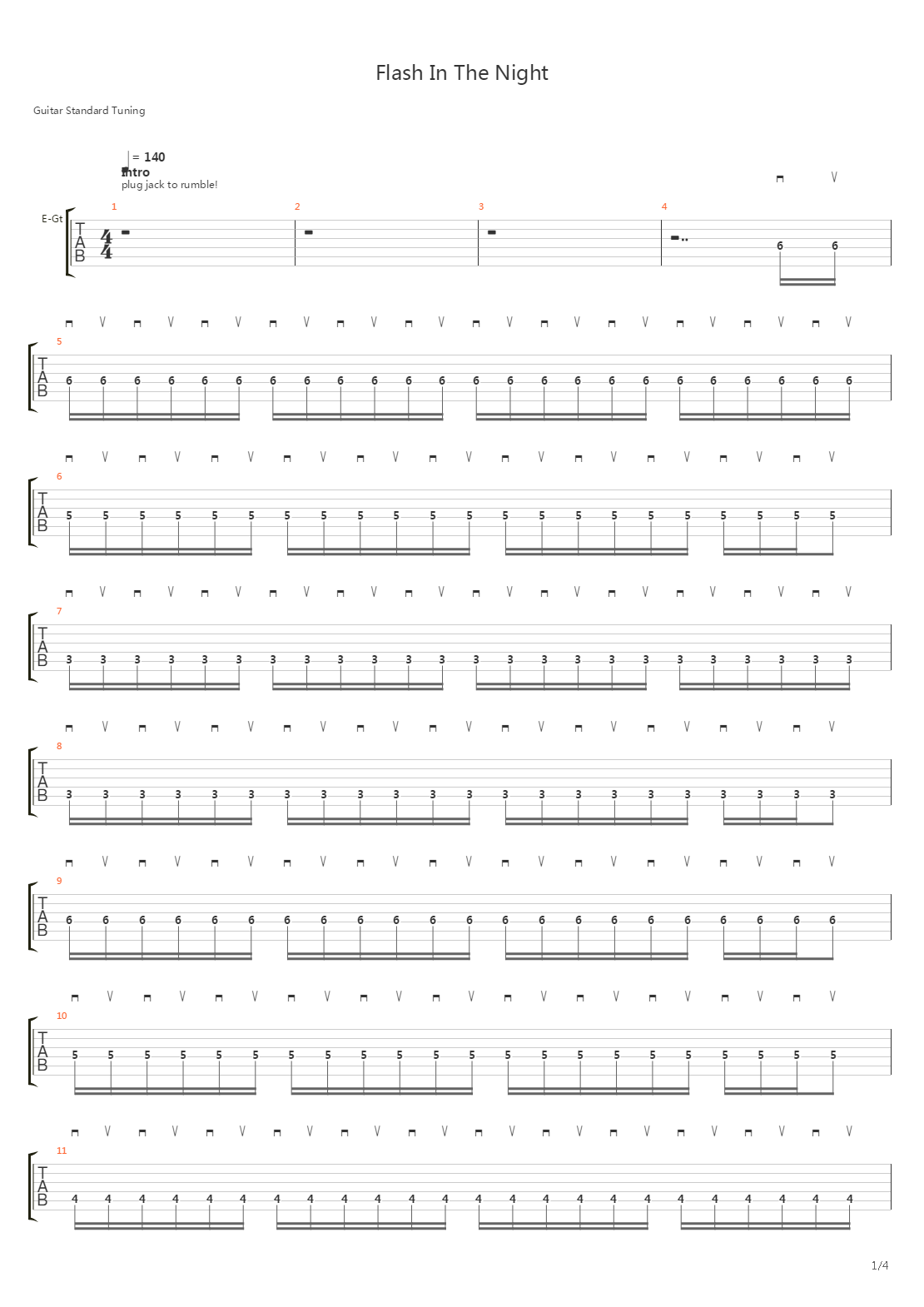 Flash In The Night吉他谱