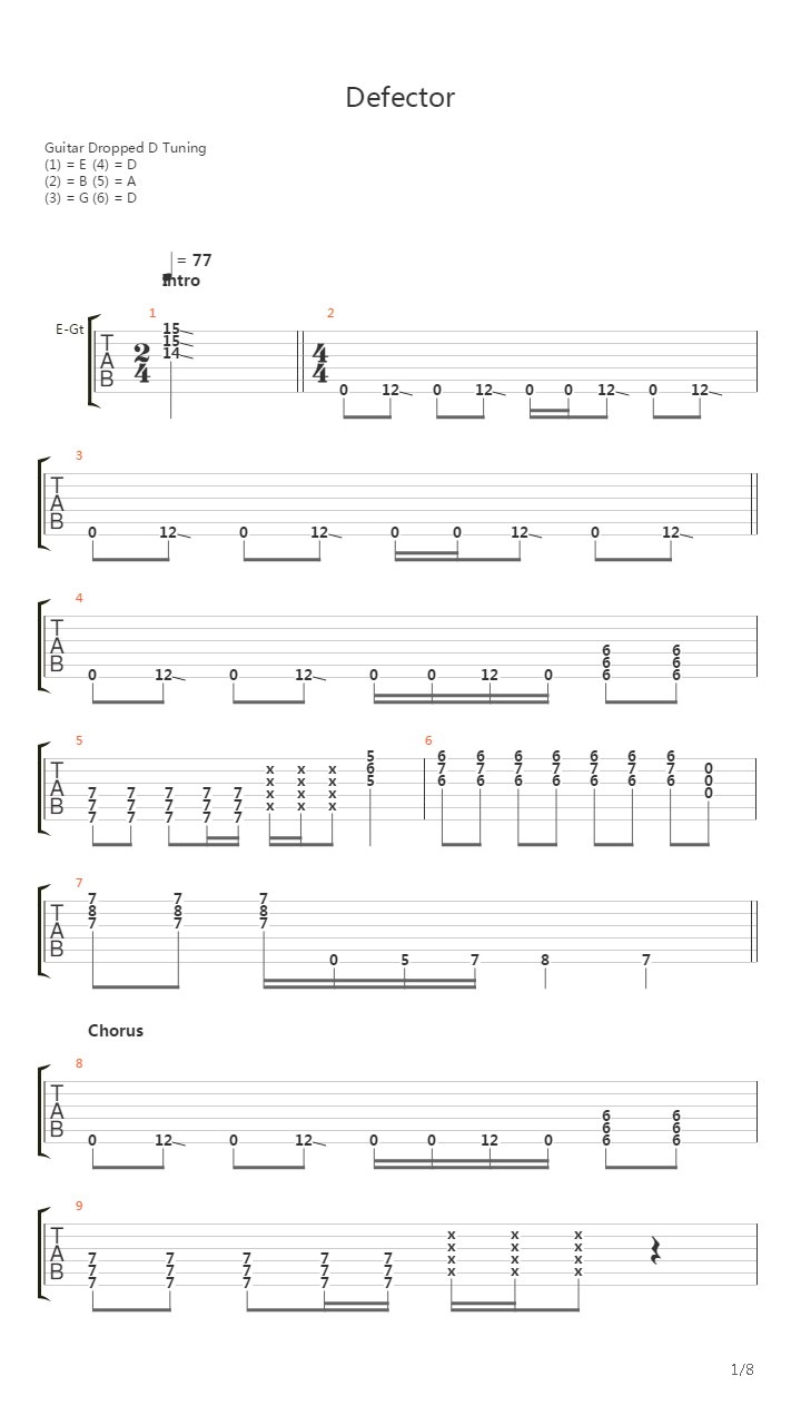 Defector吉他谱