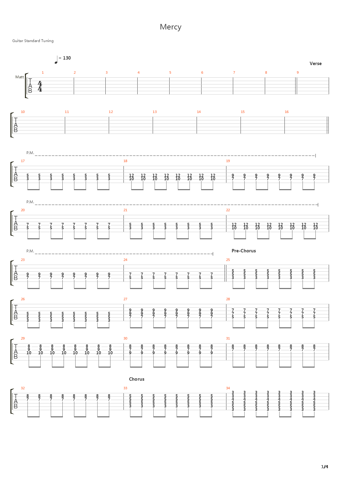 Mercy吉他谱