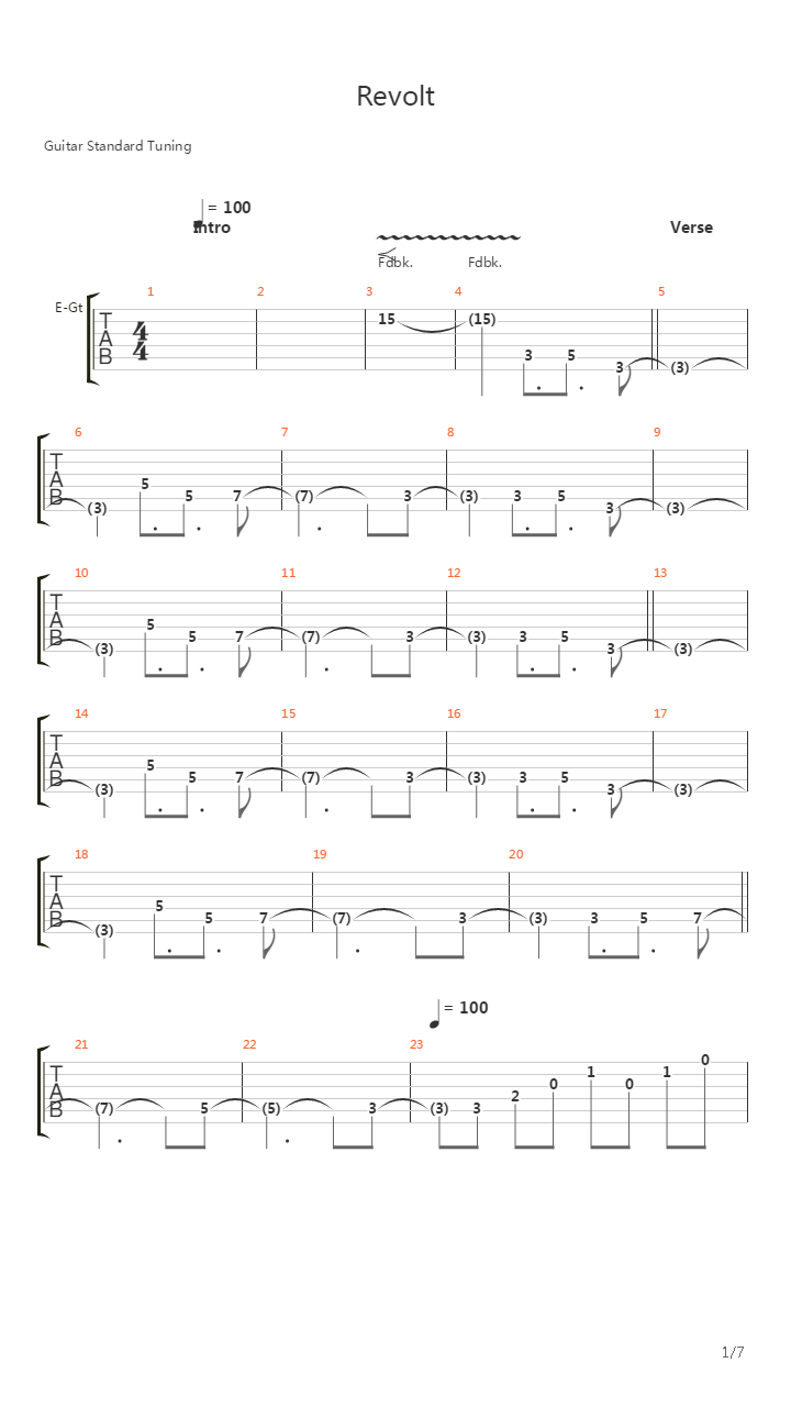 Revolt吉他谱