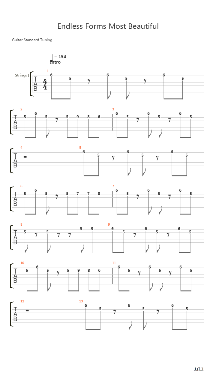 Endless Forms Most Beautiful吉他谱