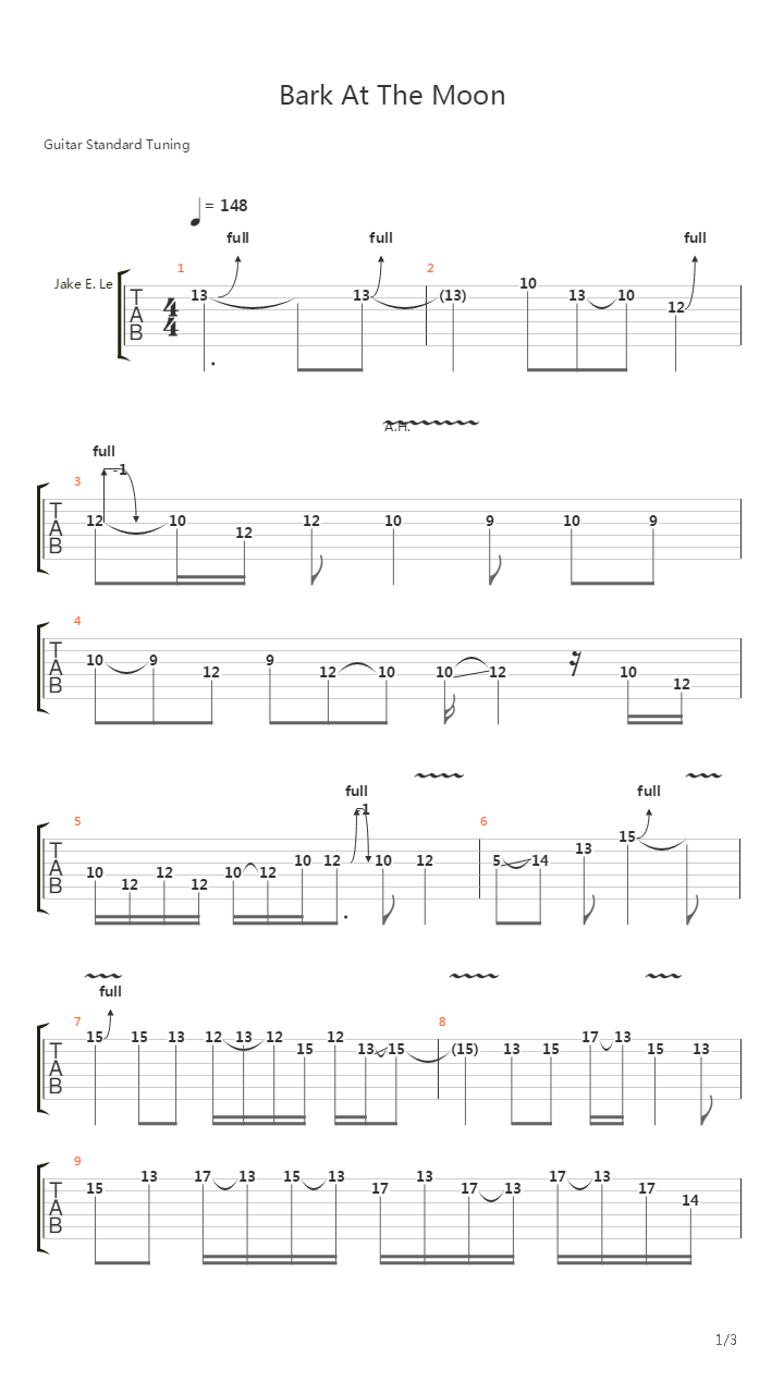 Bark At The Moon吉他谱