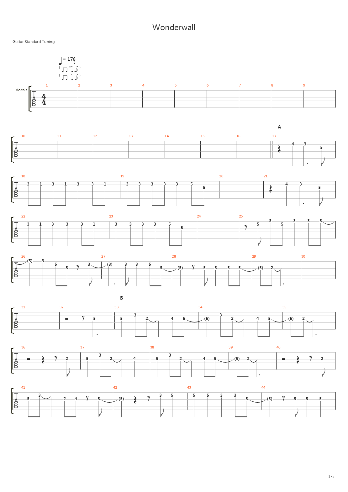 Wonderwall吉他谱