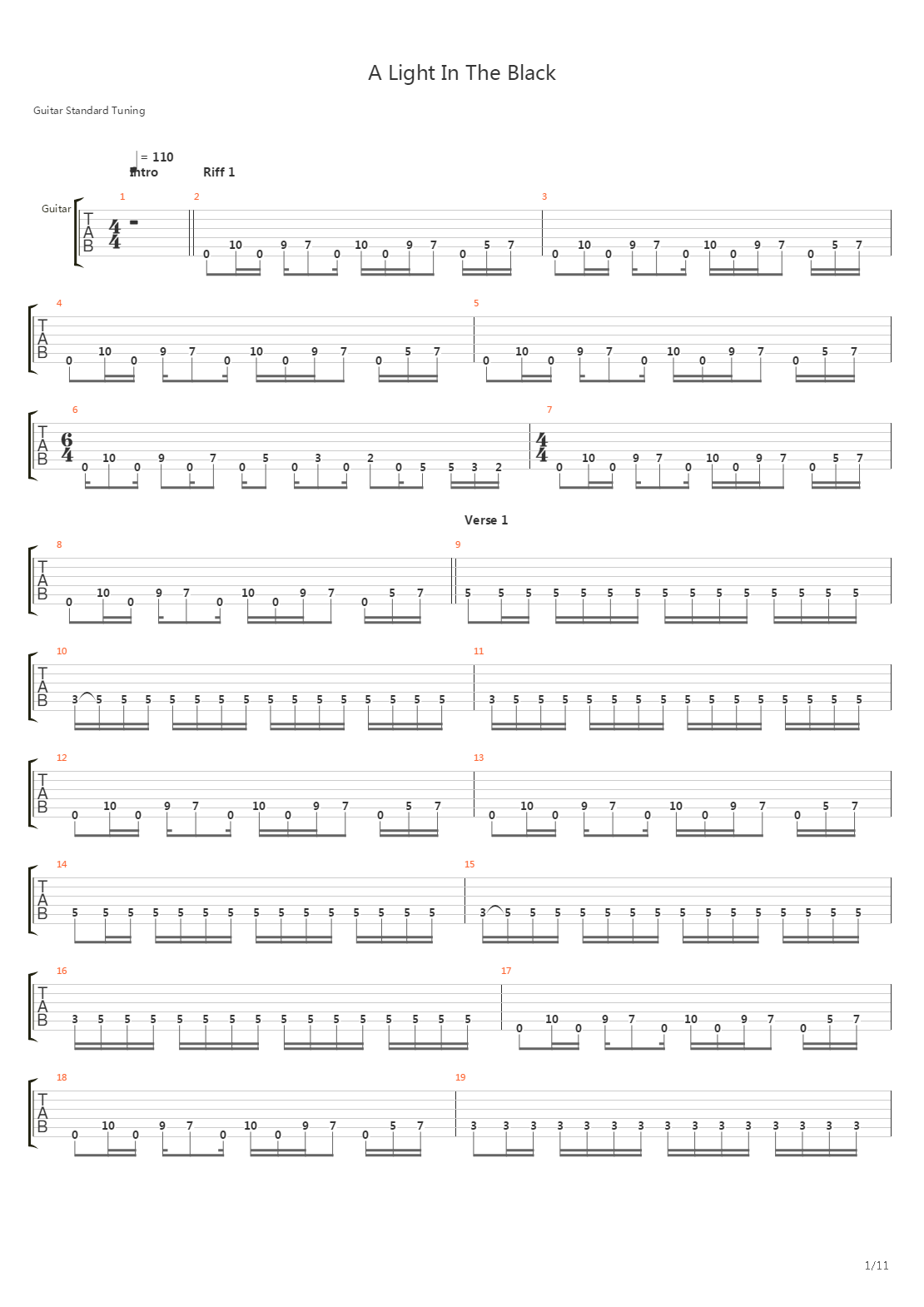 A Light In The Black吉他谱