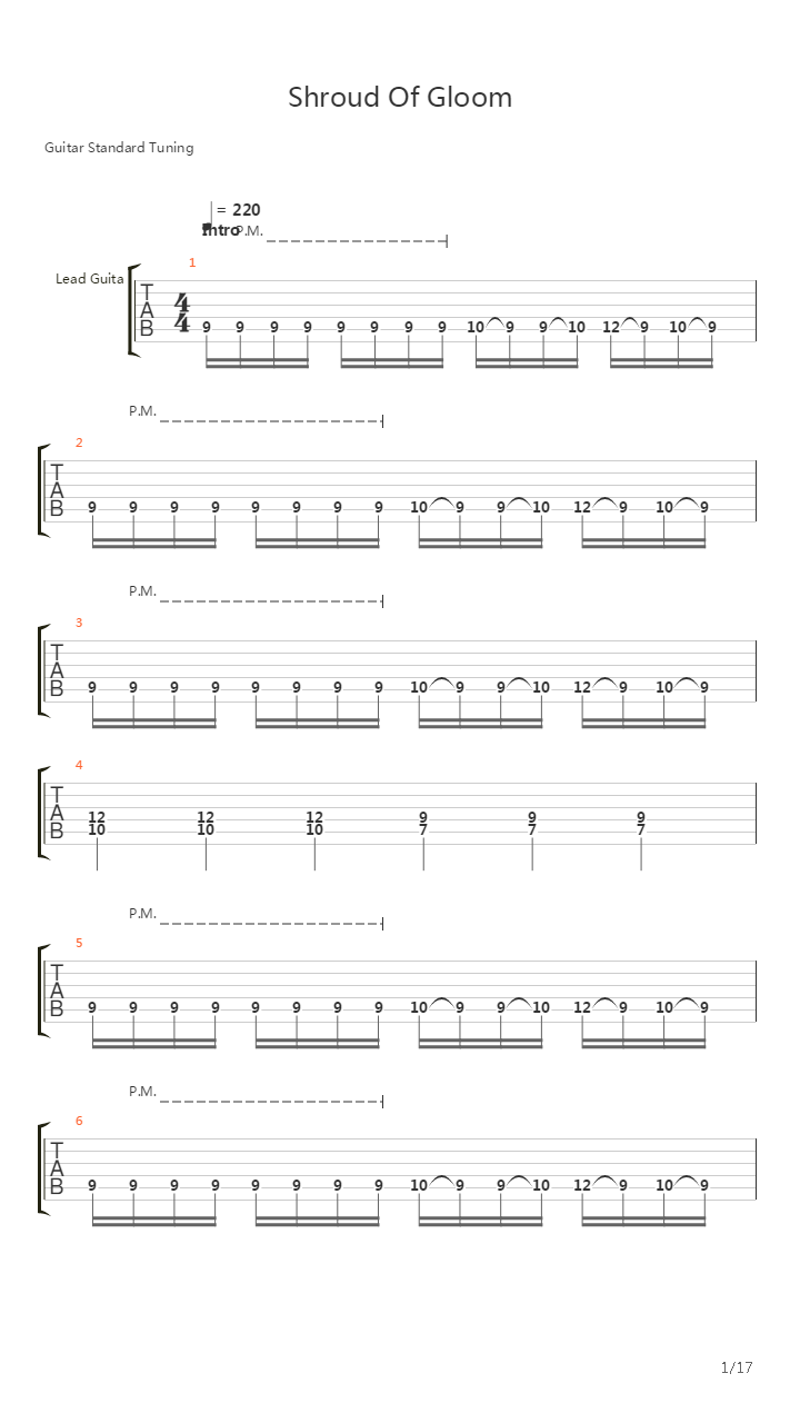 Shroud Of Gloom吉他谱