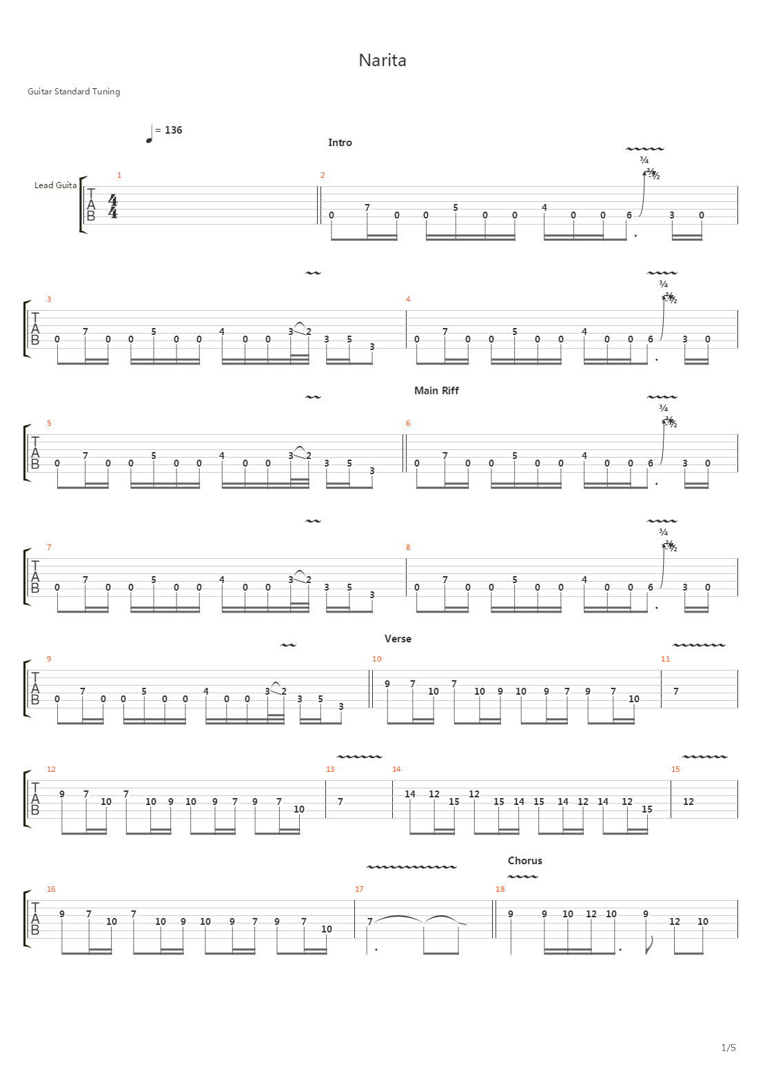 Narita吉他谱