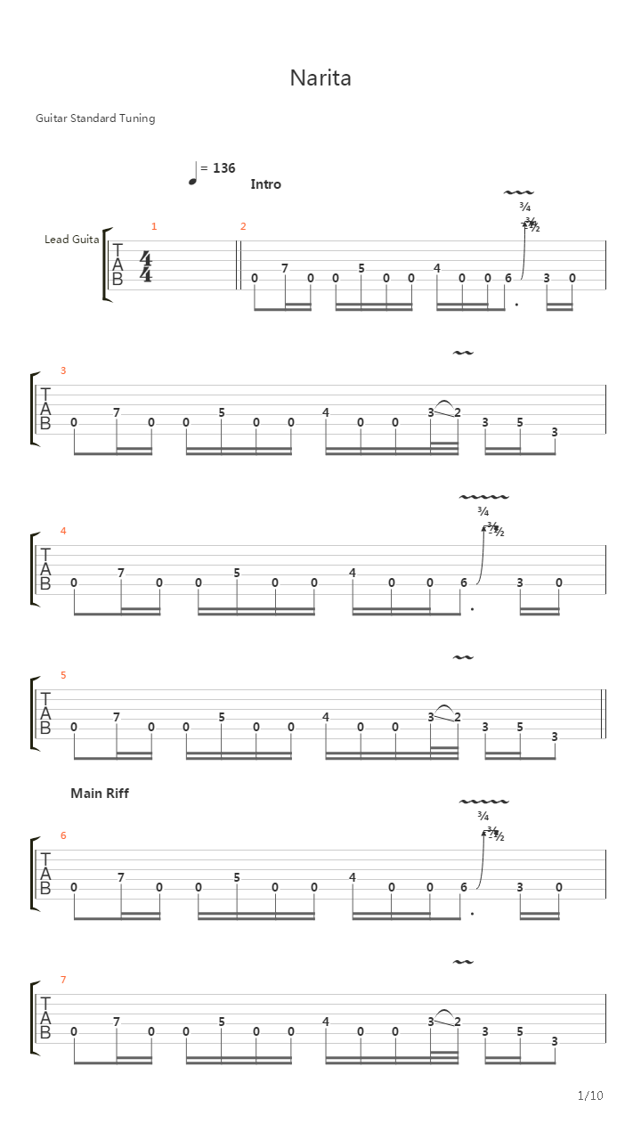 Narita吉他谱