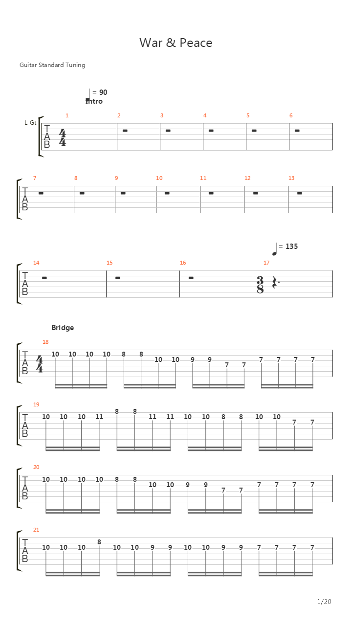 War And Peace吉他谱