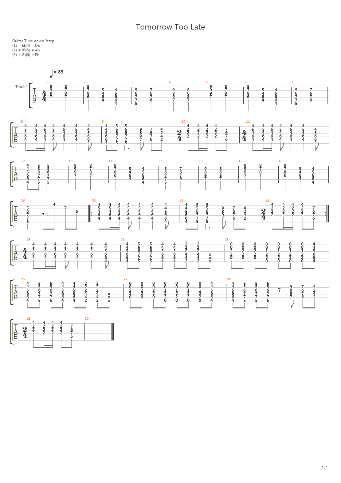 Tomorrow Too Late吉他谱