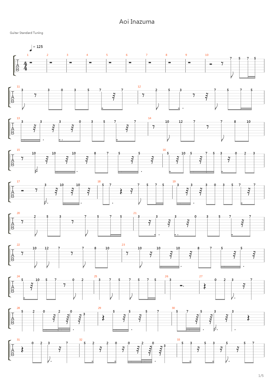 Aoi Inazuma吉他谱