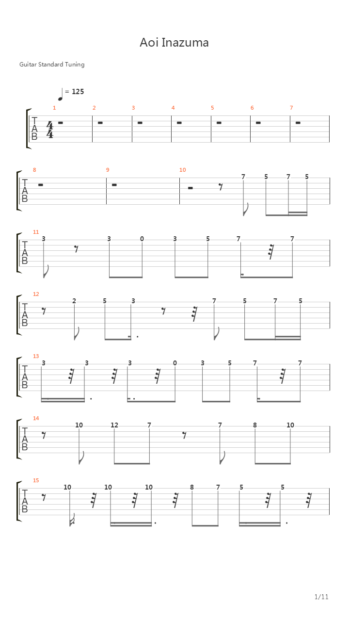 Aoi Inazuma吉他谱