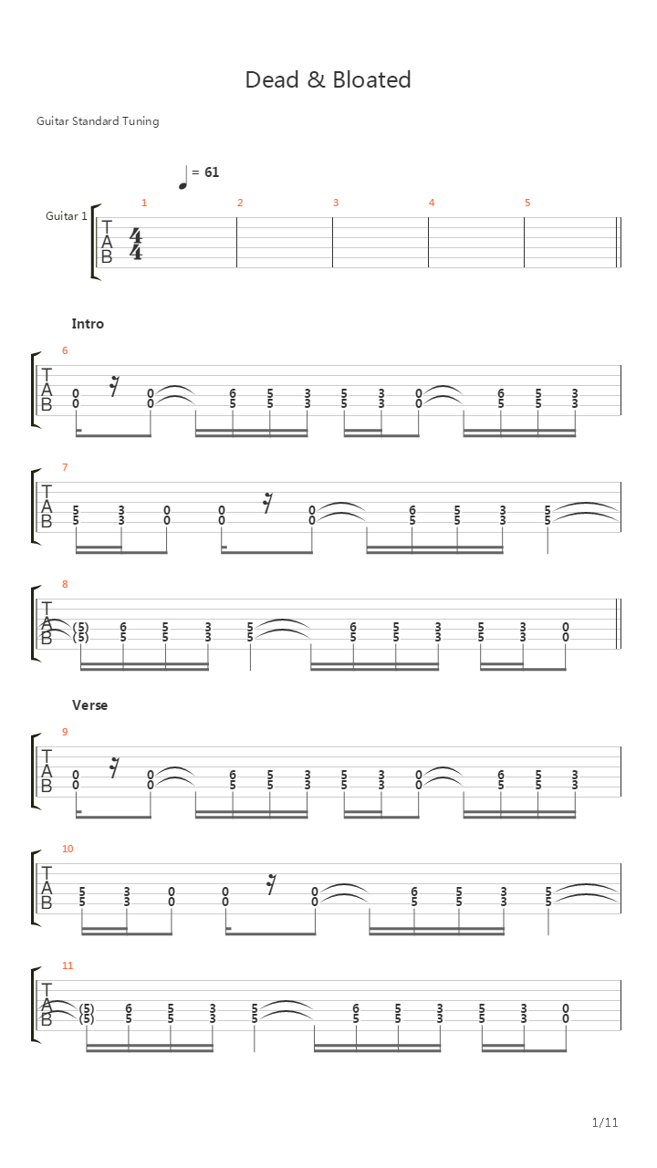 Dead And Bloated吉他谱