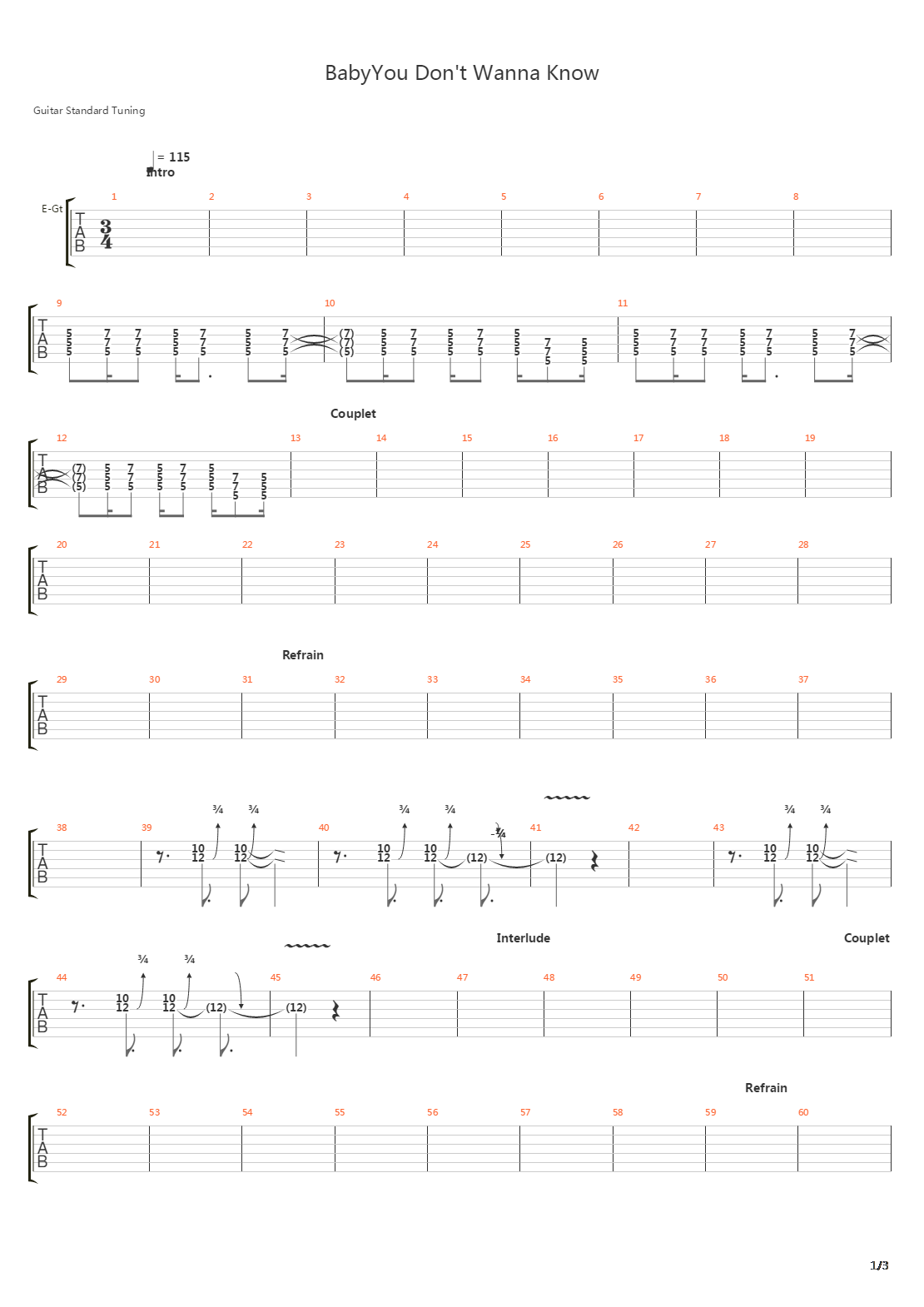 Baby You Dont Wanna Know吉他谱