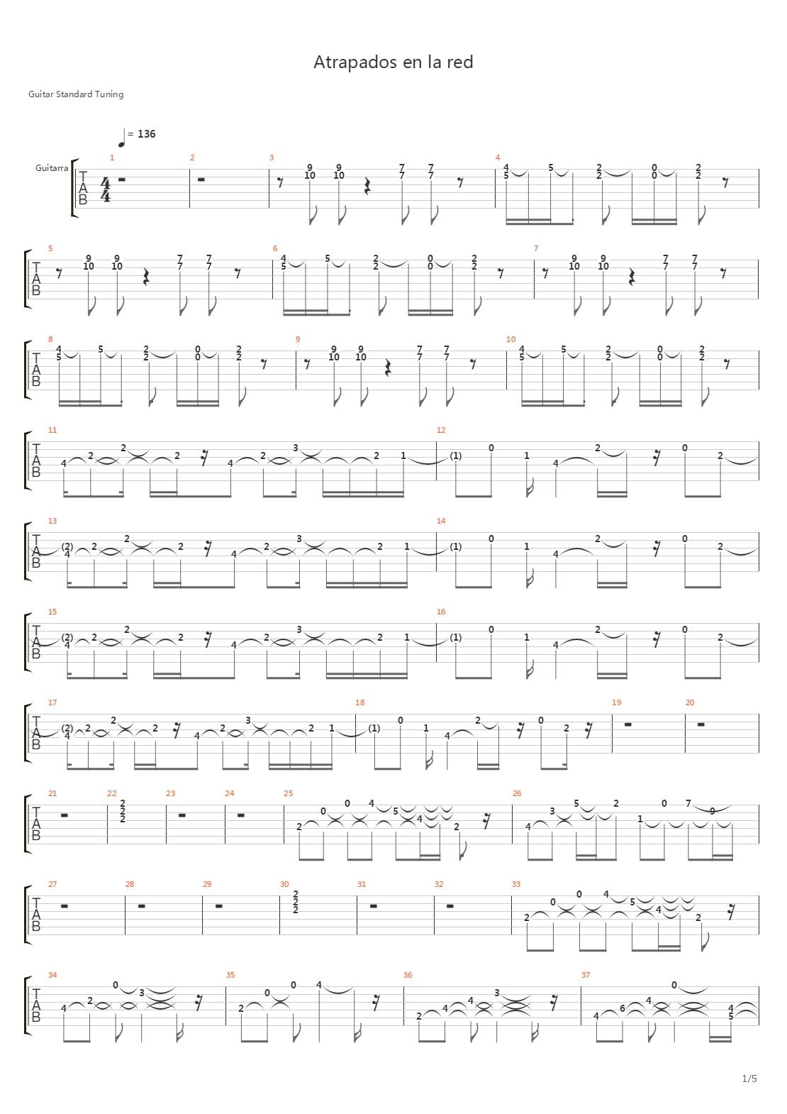 Atrapados En La Red吉他谱