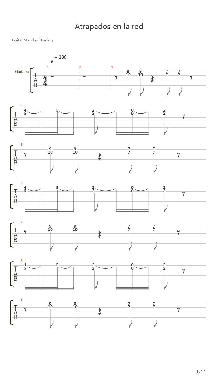 Atrapados En La Red吉他谱