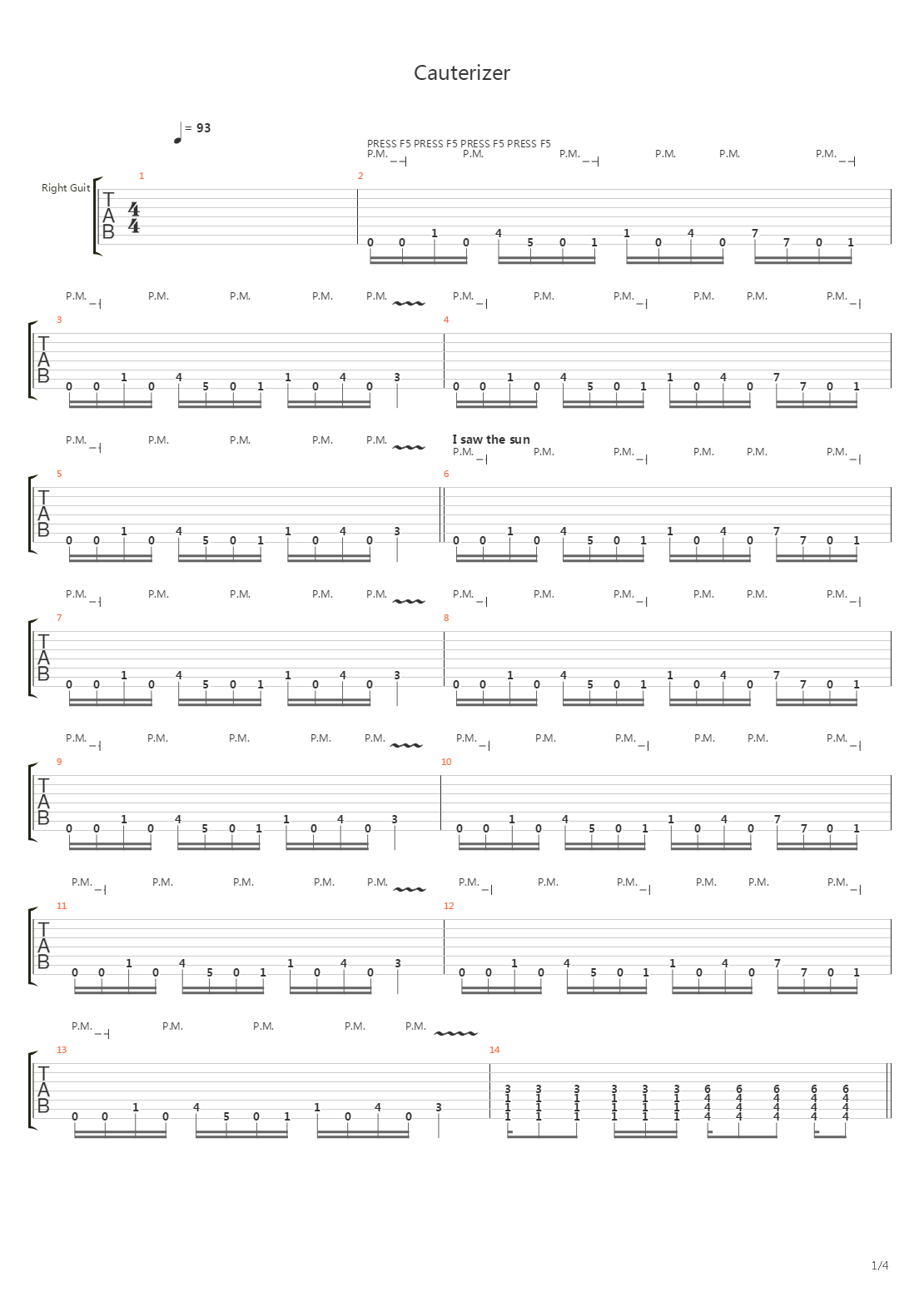 Cauterizer吉他谱