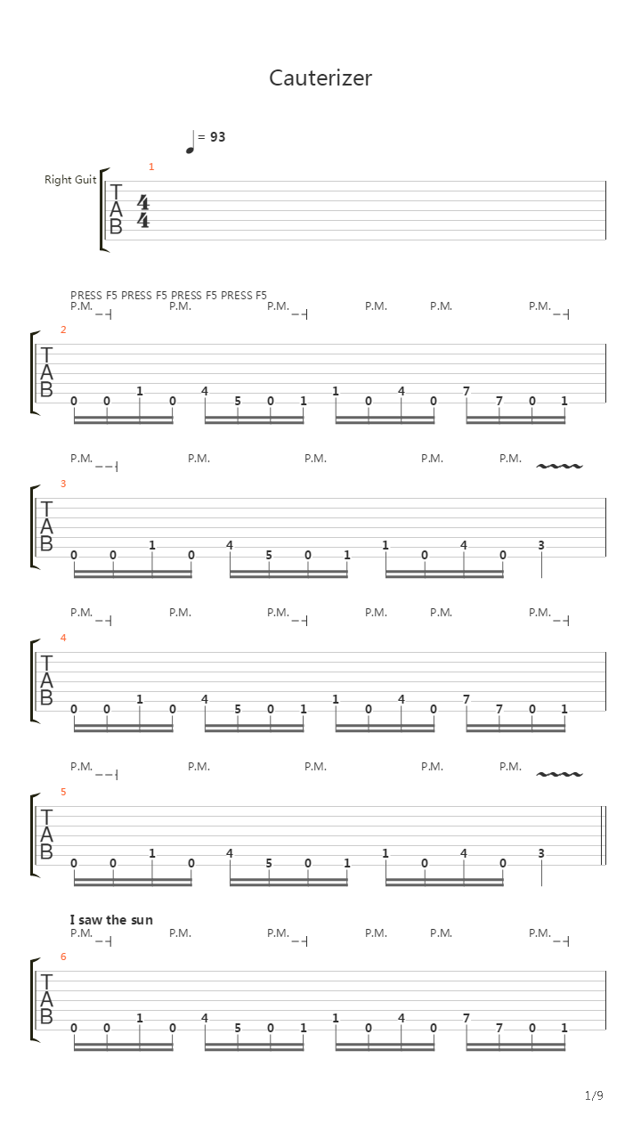 Cauterizer吉他谱