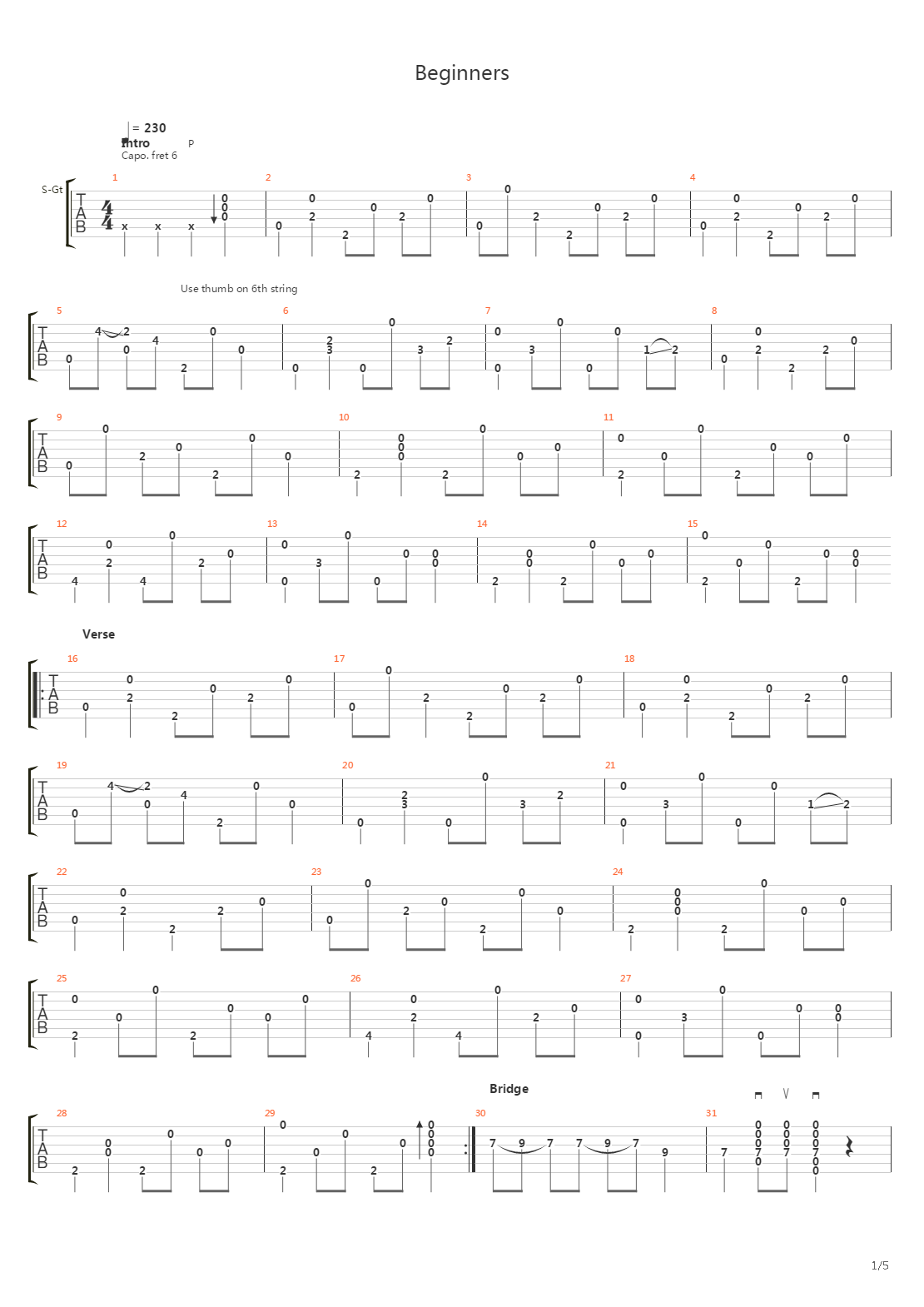 Beginners吉他谱