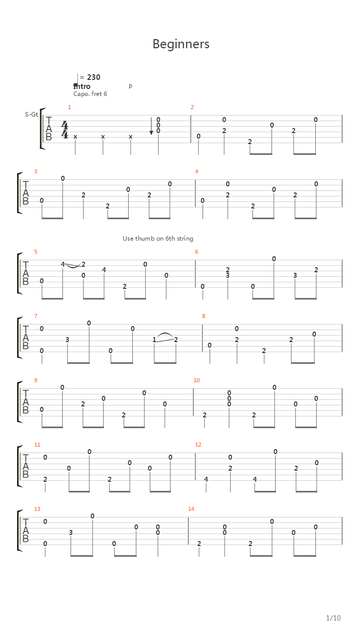 Beginners吉他谱