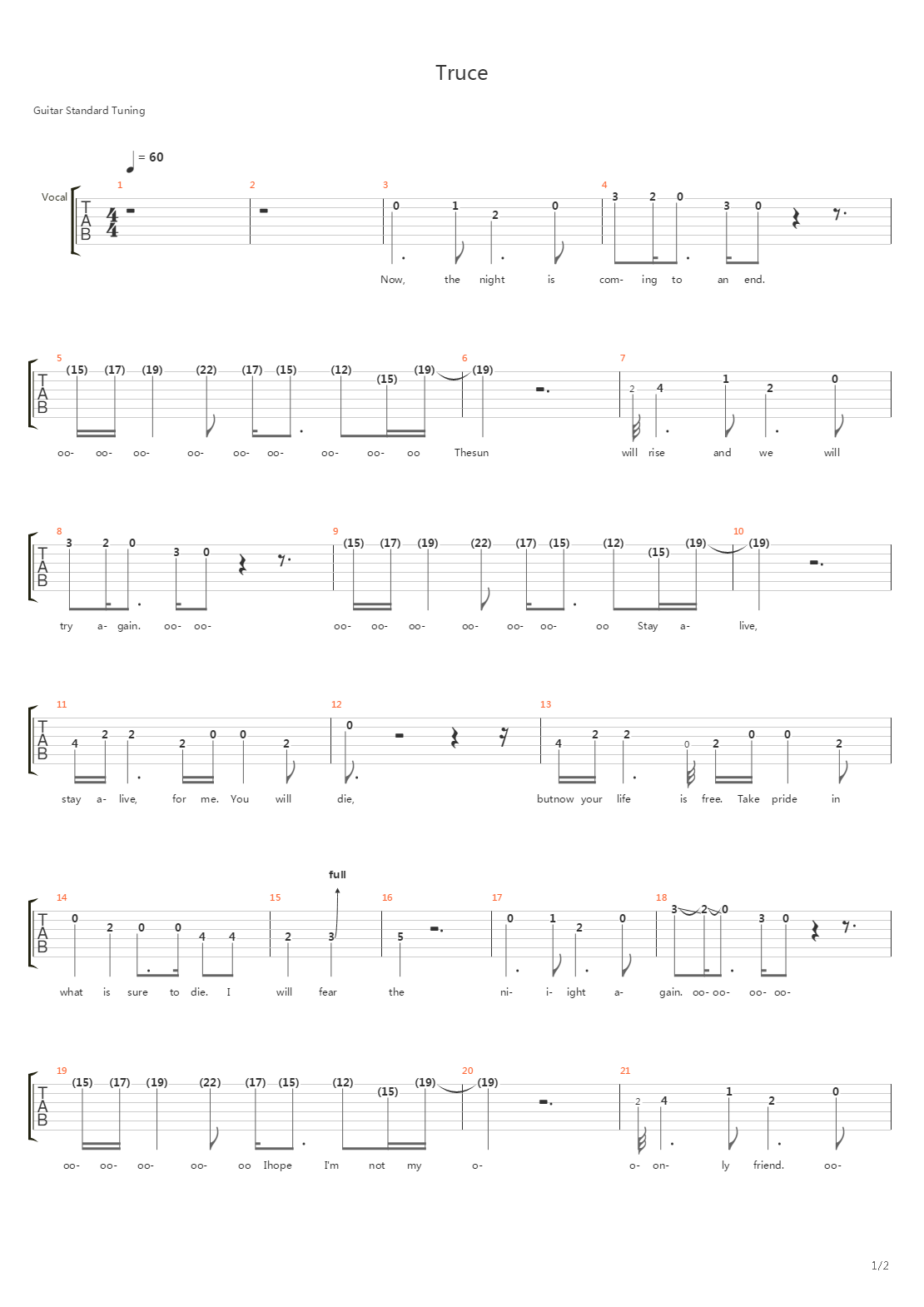 Truce吉他谱