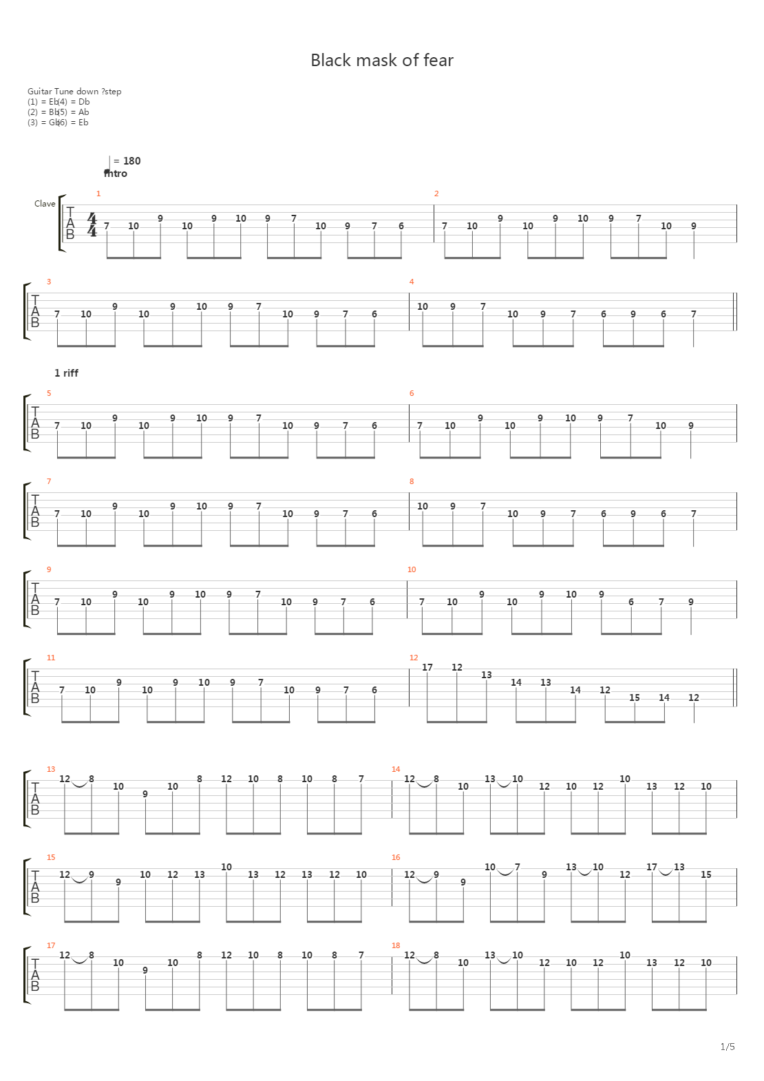 Black Mask Of Fear吉他谱