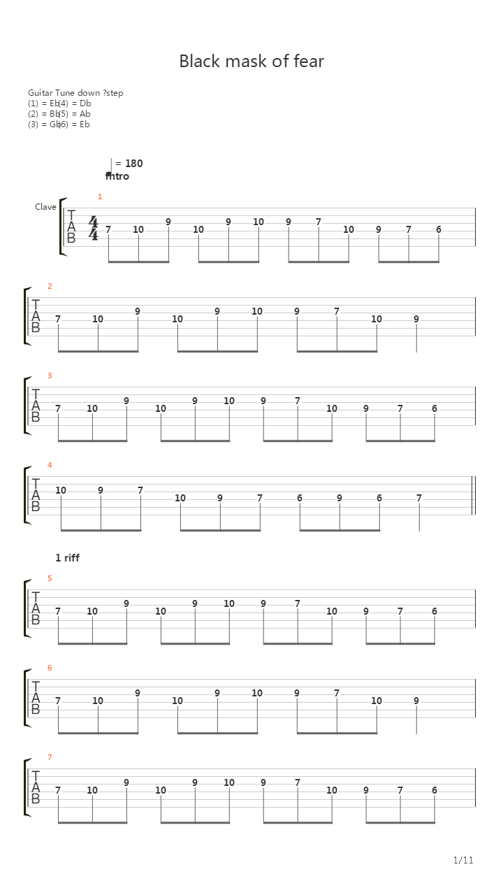 Black Mask Of Fear吉他谱