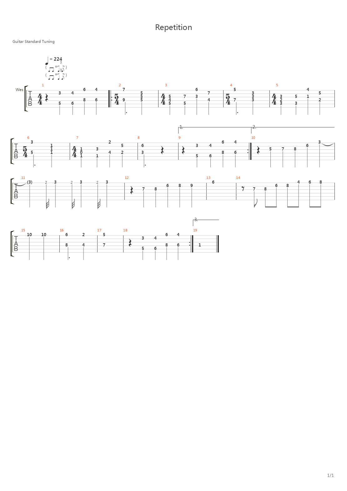 Repetition吉他谱