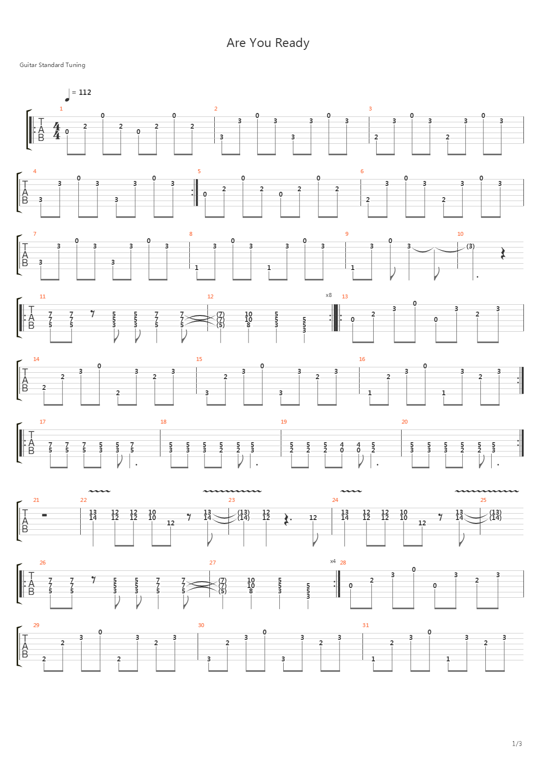 Are You Ready吉他谱