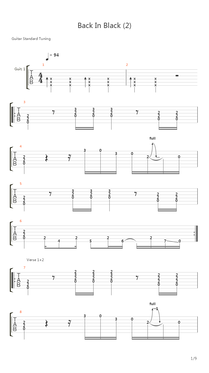 Back In Black吉他谱