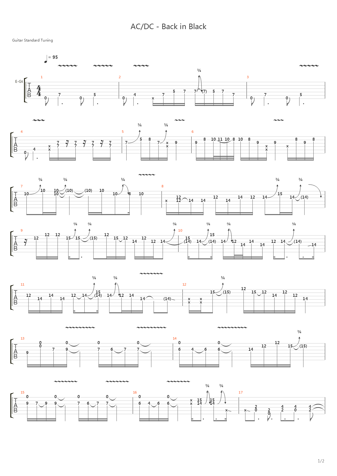 Back in Black (Solo)吉他谱