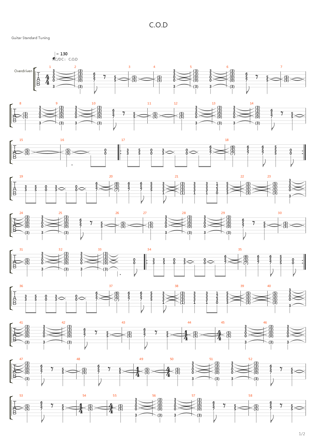 C.O.D吉他谱
